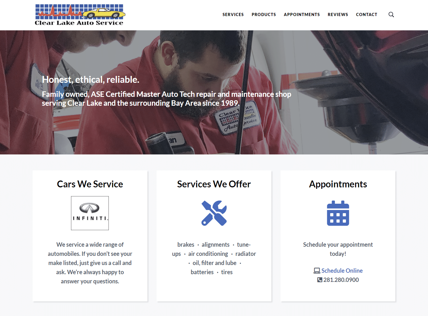 Clear Lake Auto Service WordPress Simple site TEMPORA
